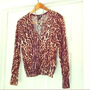 Lucky Brand Leopard Print Cardigan XS